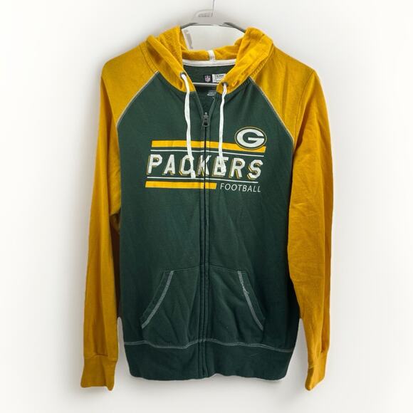 Green Bay Packers NFL Women’s Hoodie Zip Up Jacket Size L Green Gold - Picture 1 of 4